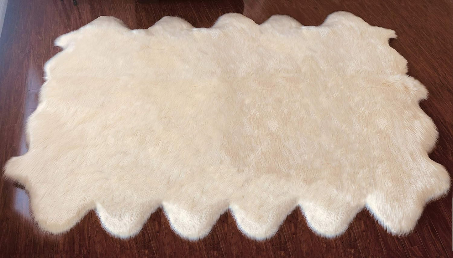 LAMBZY Faux Sheepskin Hypoallergenic Free Shape Silky Shag Rug, Luxury Shaggy Silky Plush Carpet