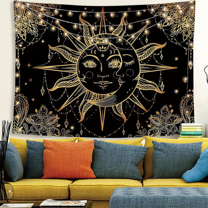 Lunerfex Hippie Sun and Moon Tapestry Bohemian Tapestry Aesthetic Cute Tapestries for Bedroom and