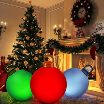 Jetec 3 Pcs Outdoor Light Up Christmas Ball Decorations Large Christmas Inflatable PVC Decorated
