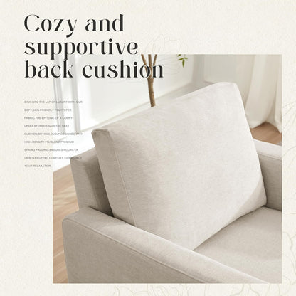 Mid-Century Accent Chair,Modern Linen Fabric Armchair for Living Room,Comfy Upholstered Reading