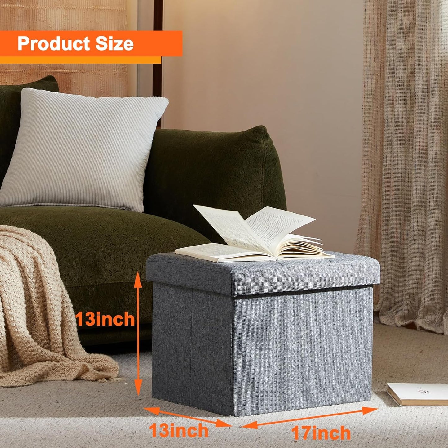 ALASDO Storage Ottoman Footrest Stool Small Ottoman with Storage Foldable Ottomans Foot Rest