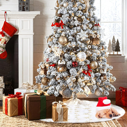 Christmas Tree Skirt 36 Inch, Holiday Part Decorations for Christmas Tree, Whit Plush Gold Sequin