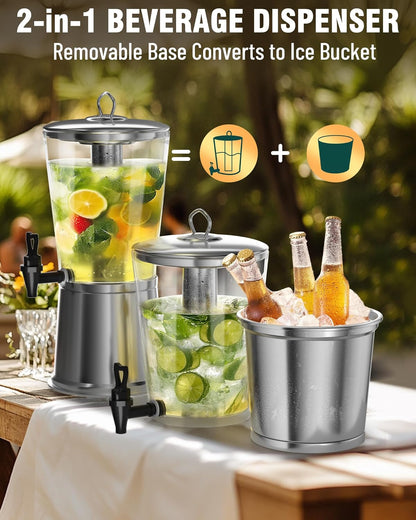 WantJoin Beverage Dispenser With Stand, Drink Dispenser for Party, Stainless Steel Water Dispenser