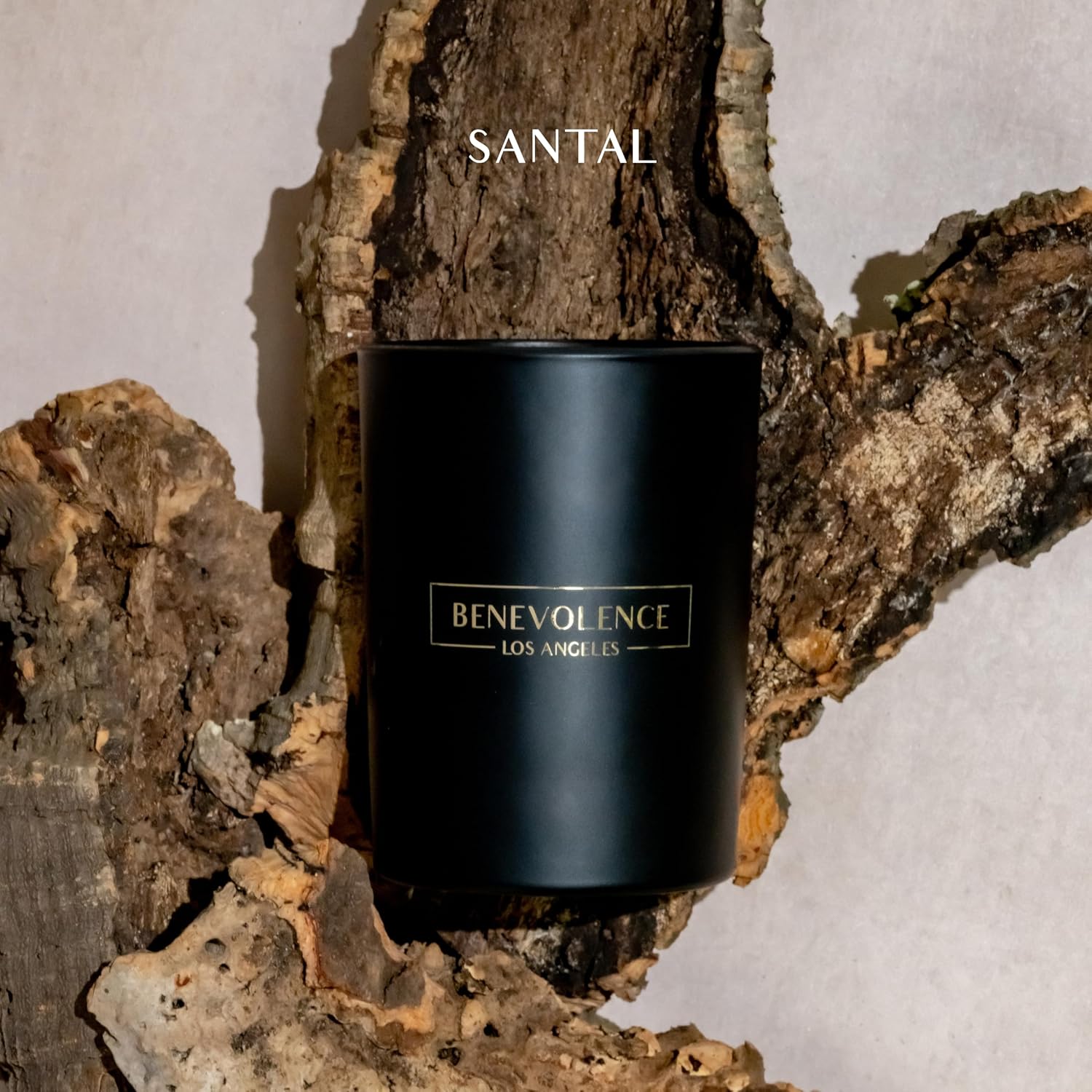 Benevolence LA Santal Scented Candle | Soy Candles, Black Candle for Home | Gifts for Women and Men