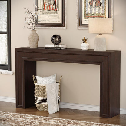 Rresyet 55 Inch Long Console Table, Sofa Table Behind Sofa, Wooden Entryway Table, Farmhouse