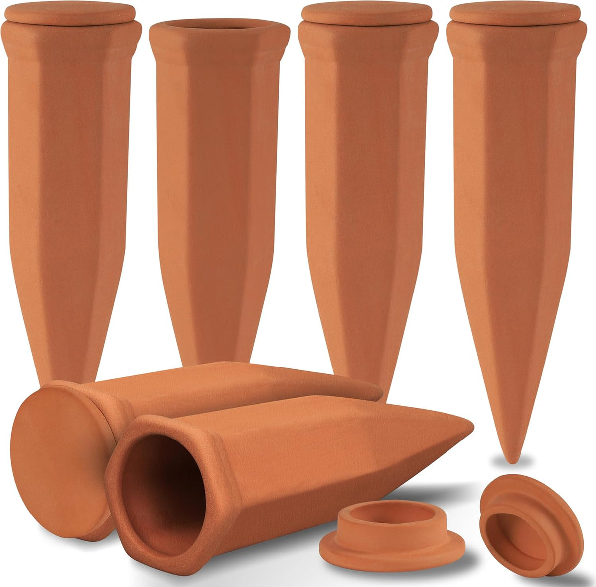 Large Terracotta Watering Spikes with Lids, Automatic Plant Waterer Outdoor | Indoor, Vacation