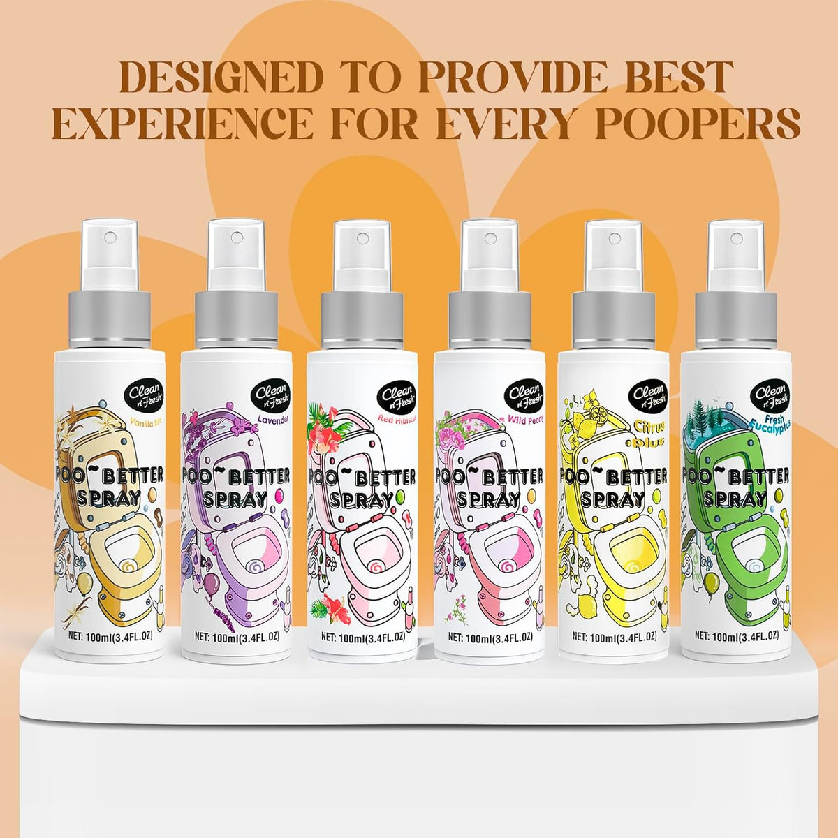 Clean-n-Fresh Toilet Spray 6.8 Fl.Oz, Vanilla Scent, Natural Plant Essential Oil Air Freshener &