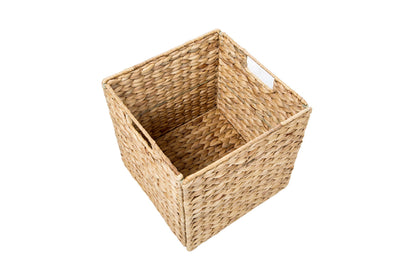 Foldable Hyacinth Storage Basket with Iron Wire Frame By Trademark Innovations (Set of 2)