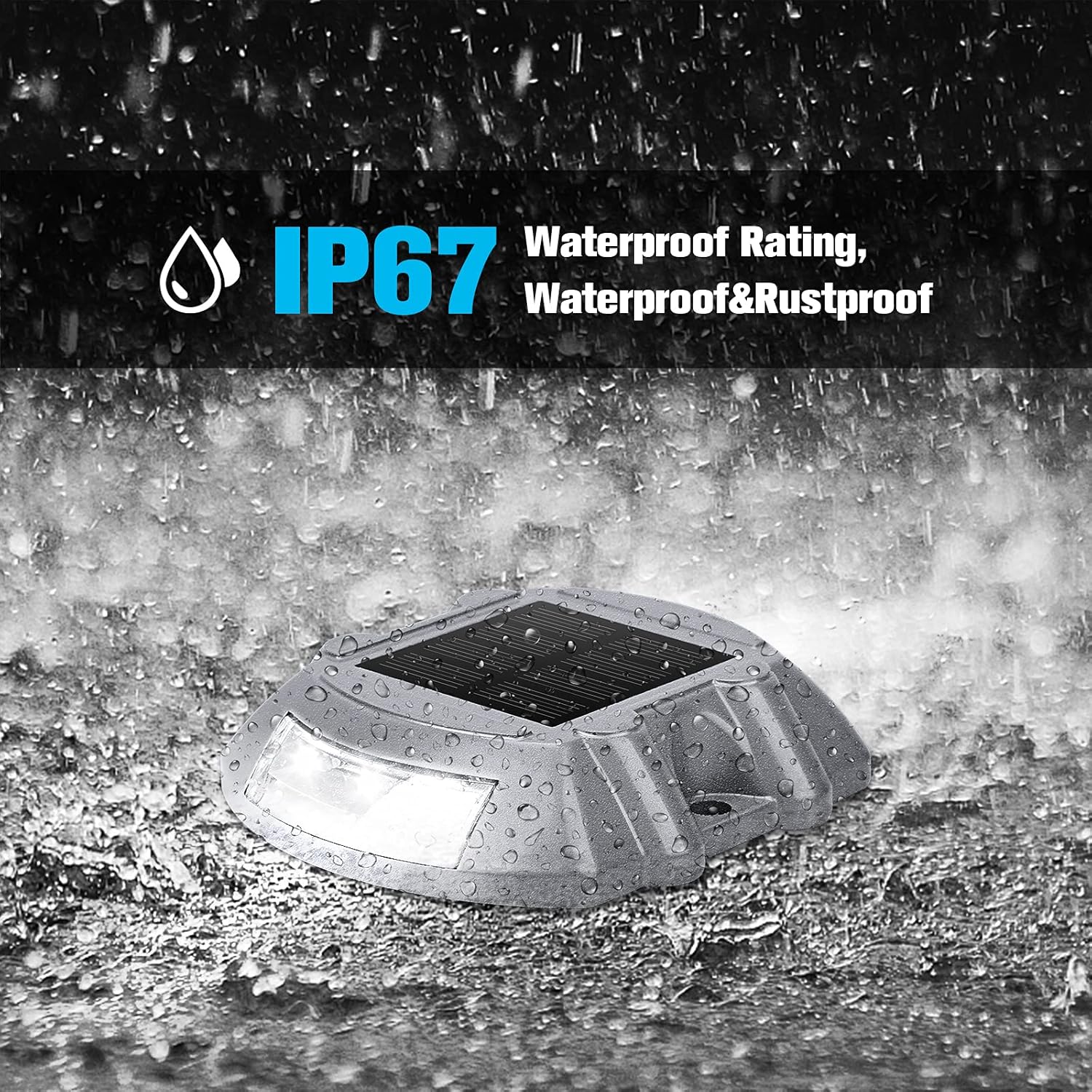 VOLISUN Solar Deck & Driveway Lights, 8-Pack Led IP67 Waterproof Outdoor Warning Step Lights for