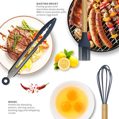 Silicone Cooking Utensils Set - 446°F Heat Resistant Silicone Kitchen Utensils for Cooking,Kitchen