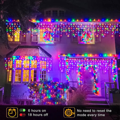 Icicle Christmas Lights Outdoor, 66FT 640 LED Icicle Lights for Outside with 8 Modes Timers