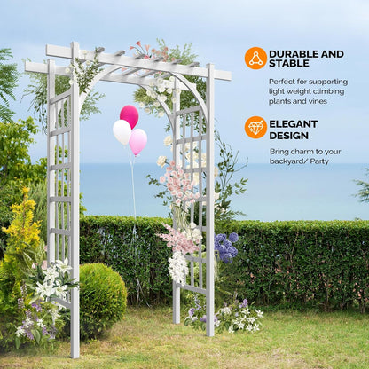 VINGLI Garden Arbor, PVC Wedding Arch for Ceremony Party, Garden Trellis for Climbing Plants