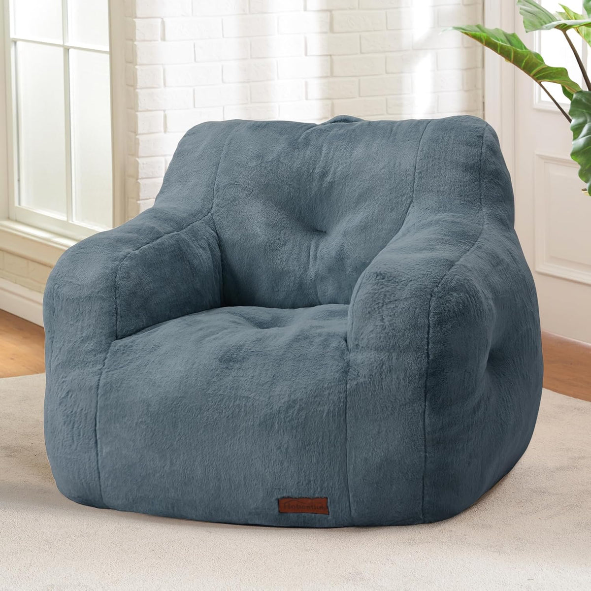 Hobestluk Bean Bag Chair for Adult Small Bean Bag Chairs with Arms Furry Beanbag Chair with Foam