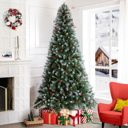 Naomi Home 7 5ft Snow Flocked Christmas Tree with Lights Realistic Spruce Christmas Tree with Pine