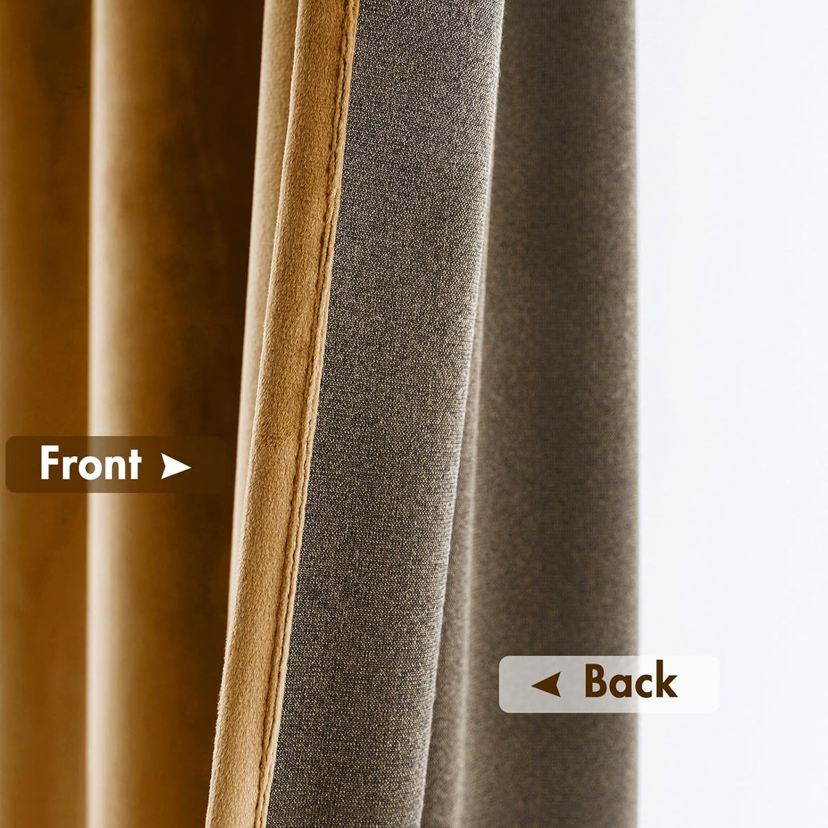 MIULEE Golden Brown Velvet Curtains Thermal Insulated Blackout Curtain Drapes for Bedroom Living
