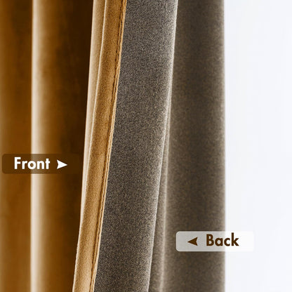 MIULEE Golden Brown Velvet Curtains Thermal Insulated Blackout Curtain Drapes for Bedroom Living