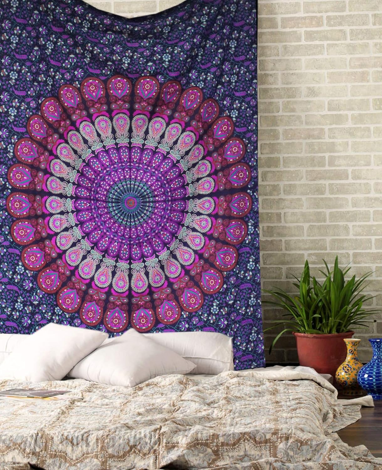 raajsee Purple Tapestry- Best Mandala Wall Hanging- Bedding Tapestry For Bedroom Aesthetic-Size