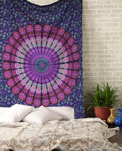 raajsee Purple Tapestry- Best Mandala Wall Hanging- Bedding Tapestry For Bedroom Aesthetic-Size