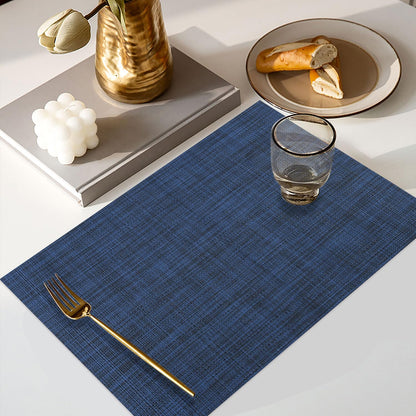 Vinyl Placemats Set of 4, PVC Woven Washable Non-Slip Table Mats, Heat Resistant Wrinkle Free Place