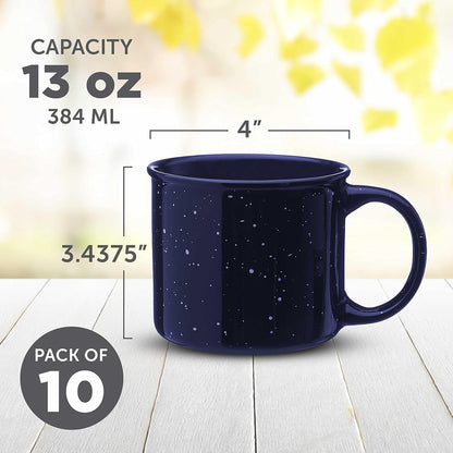 DISCOUNT PROMOS Ceramic Campfire Coffee Mugs 13 oz. Set of 10, Bulk Pack - Perfect for Tea