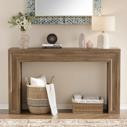 Rresyet 55 Inch Long Console Table, Sofa Table Behind Sofa, Wooden Entryway Table, Farmhouse
