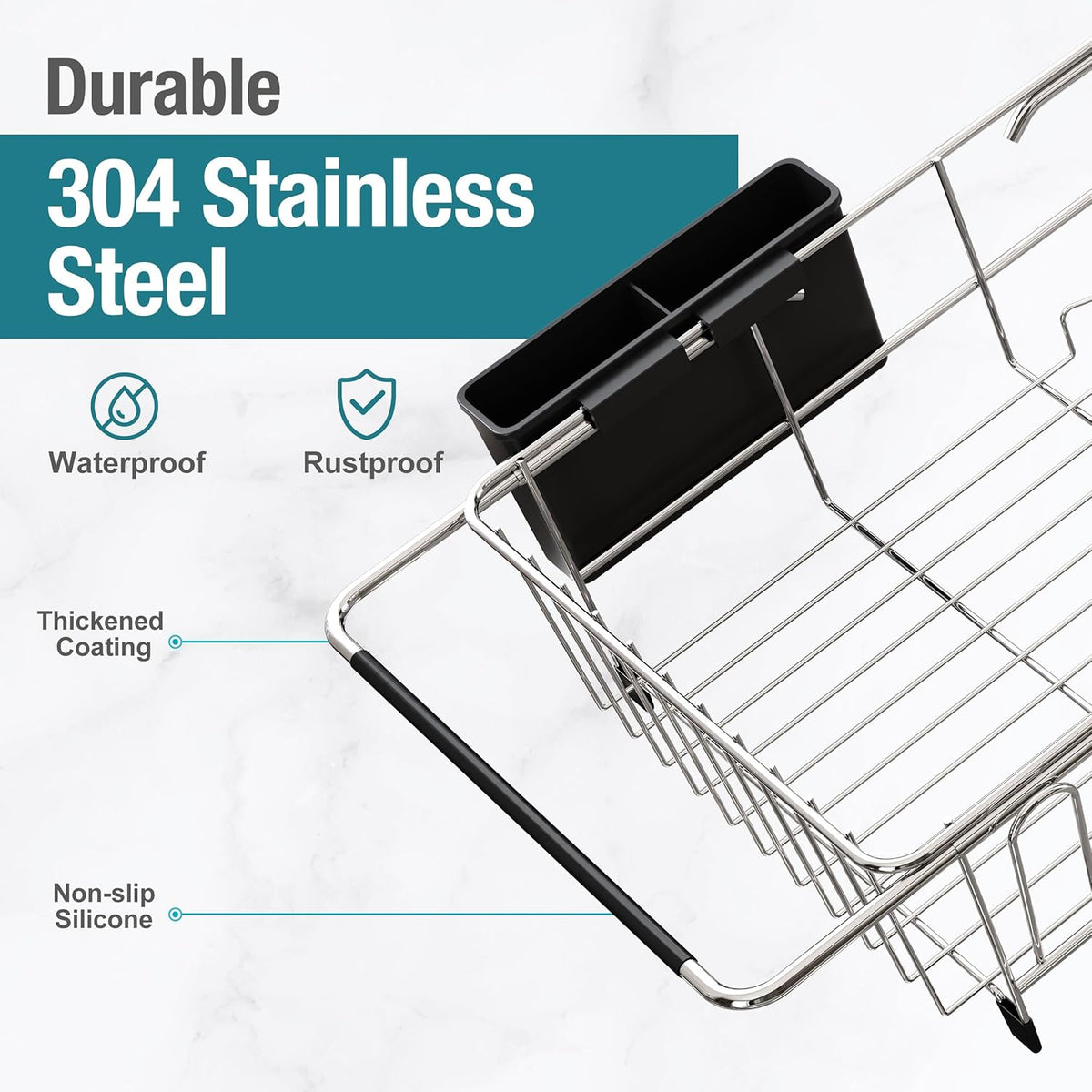 Dish Drying Rack in Sink, Expandable Stainless Steel Dish Drainers for Kitchen Counter, Dish Dryer