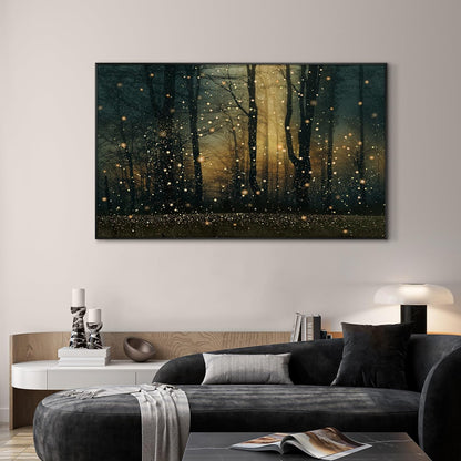 SIGNWIN 30"x60" Extra Large Framed Wall Art Magical Firefly Forest at Twilight, Enchanted Nature
