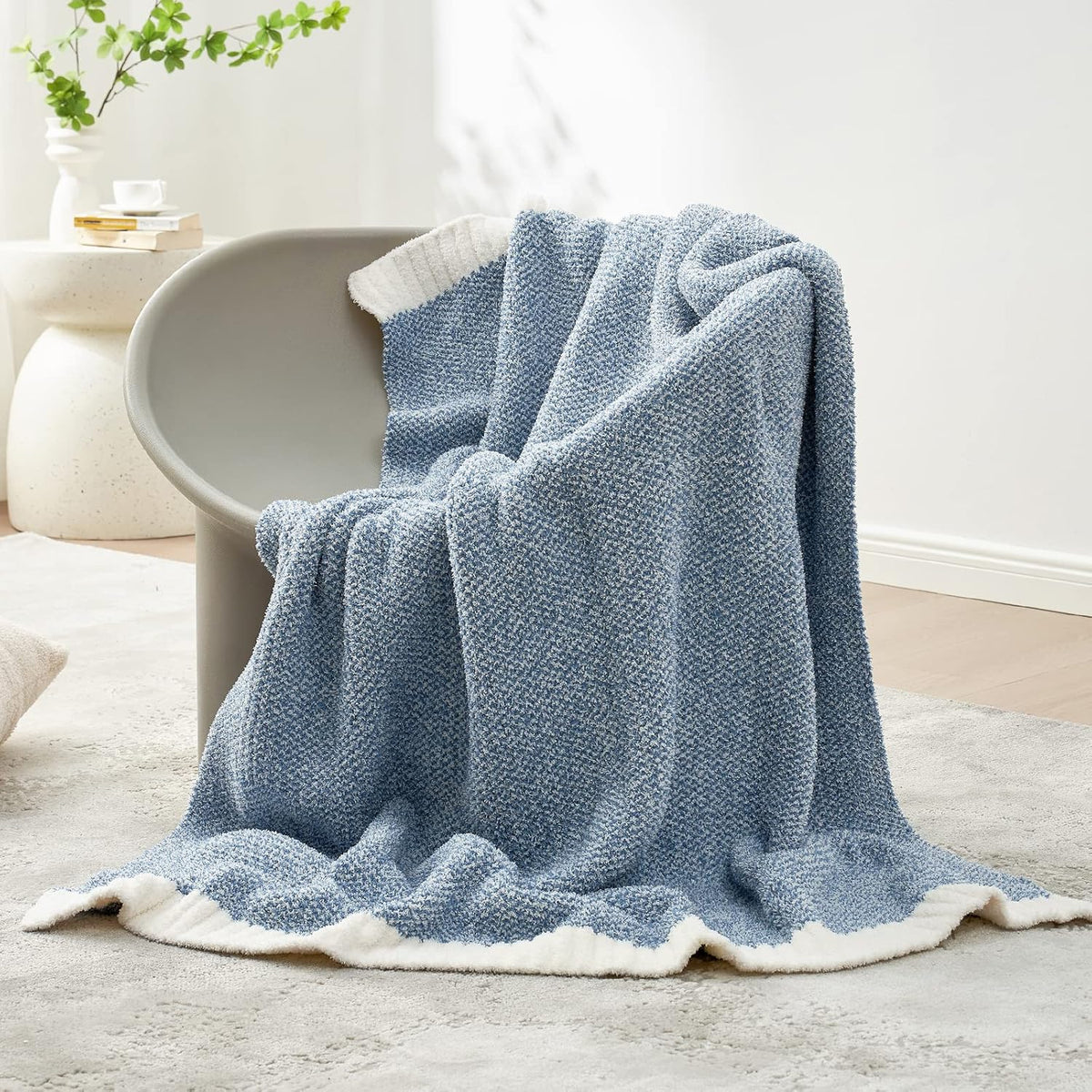 Snuggle Sac Heather Blue Throw Blanket for Couch, Oversized Throw XL Super Soft Warm Blankets Cozy
