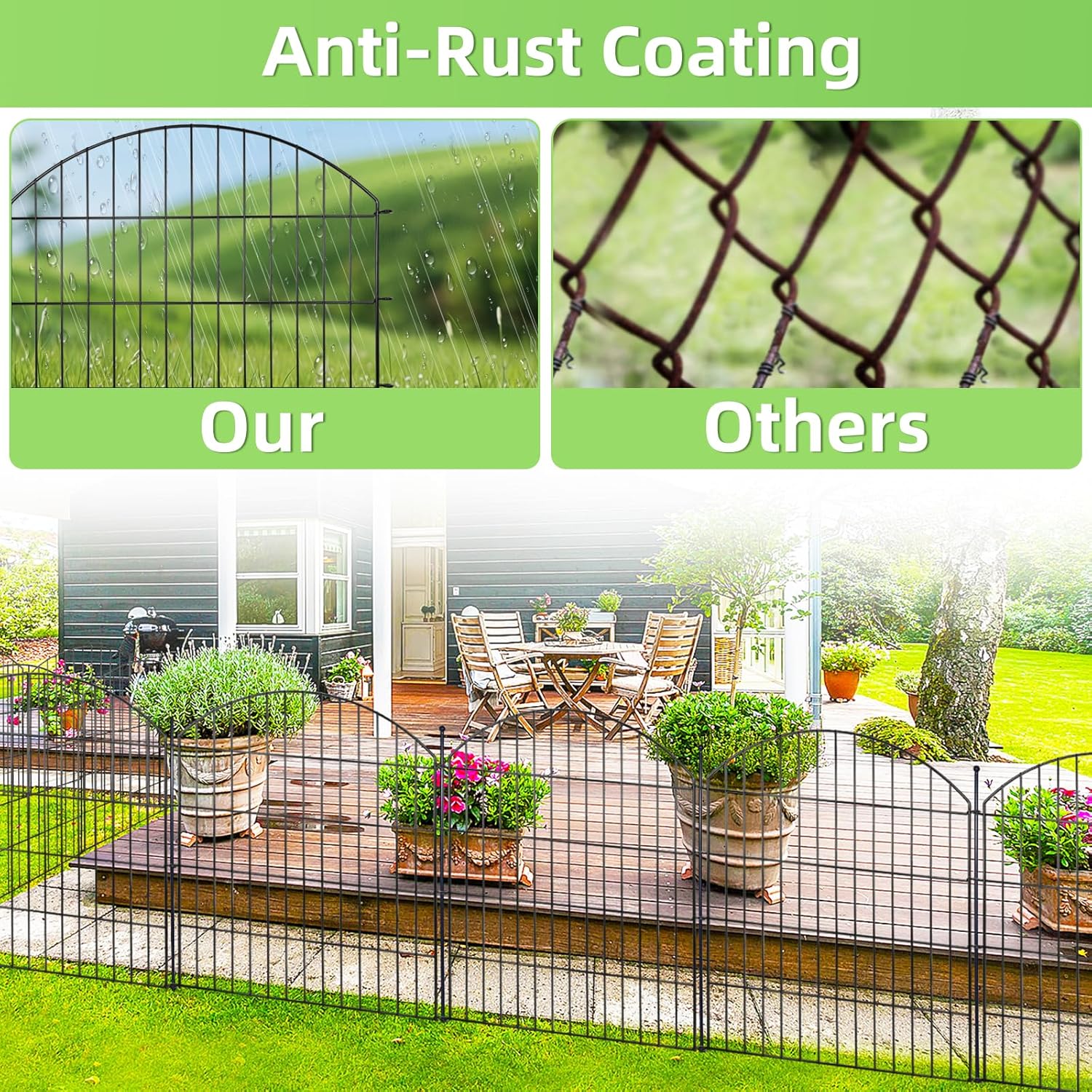 Decorative Garden Fence 32in (H) x24ft (L), 10 Pack No Dig Fence Animal Barrier for Dog, Arched