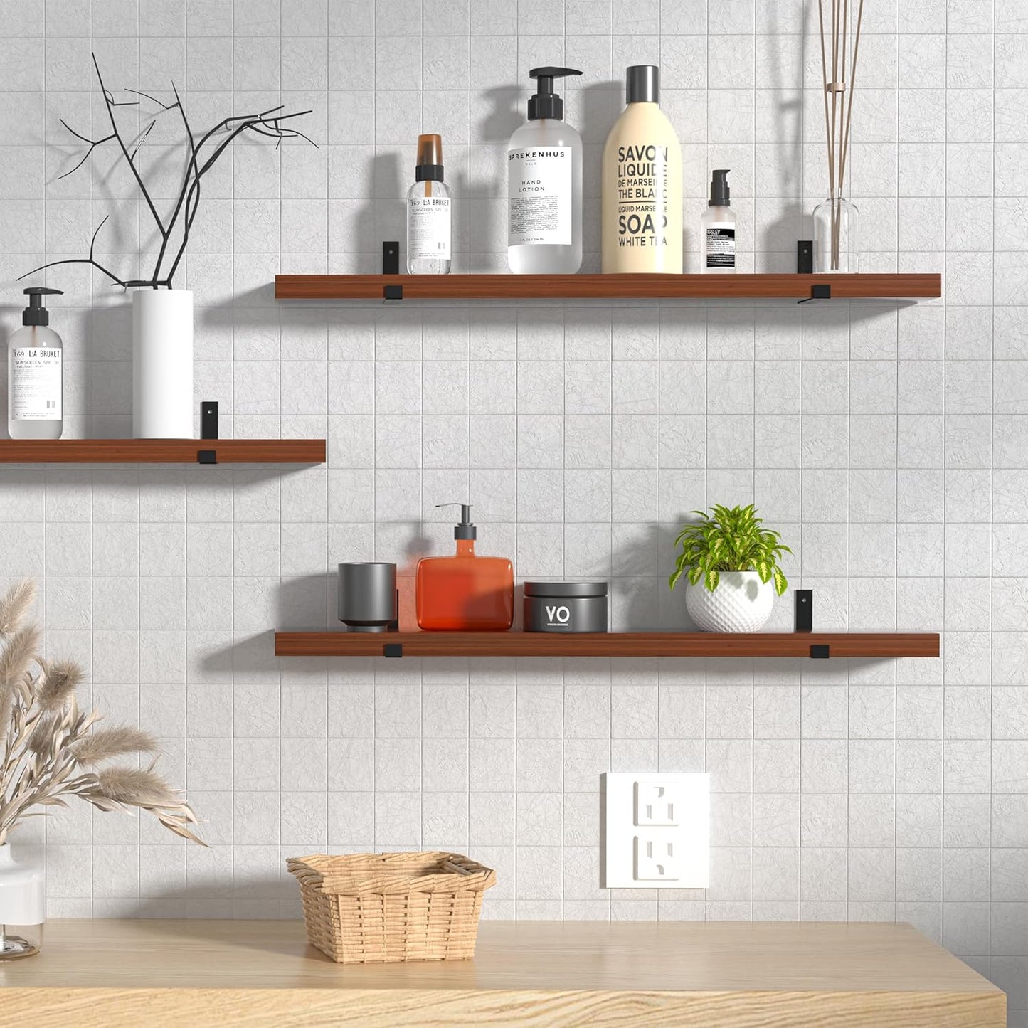 CONSDAN Floating Shelves for Wall Mounted Book Shelf Hanging Shelves Floating Bookshelf for