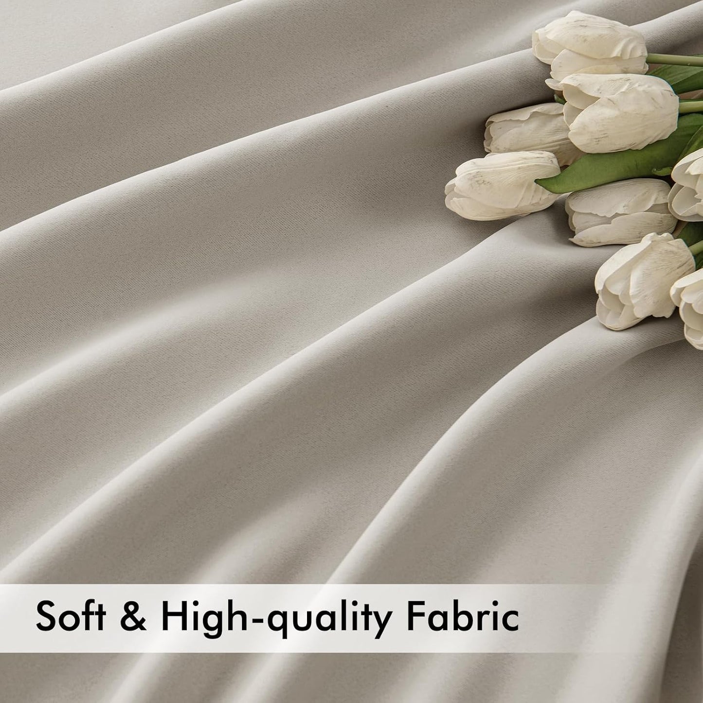 MIULEE Natural Back Tab Blackout Curtains 102 Inch Long 2 Panels Set for Bedroom, Rod Pocket/Pinch