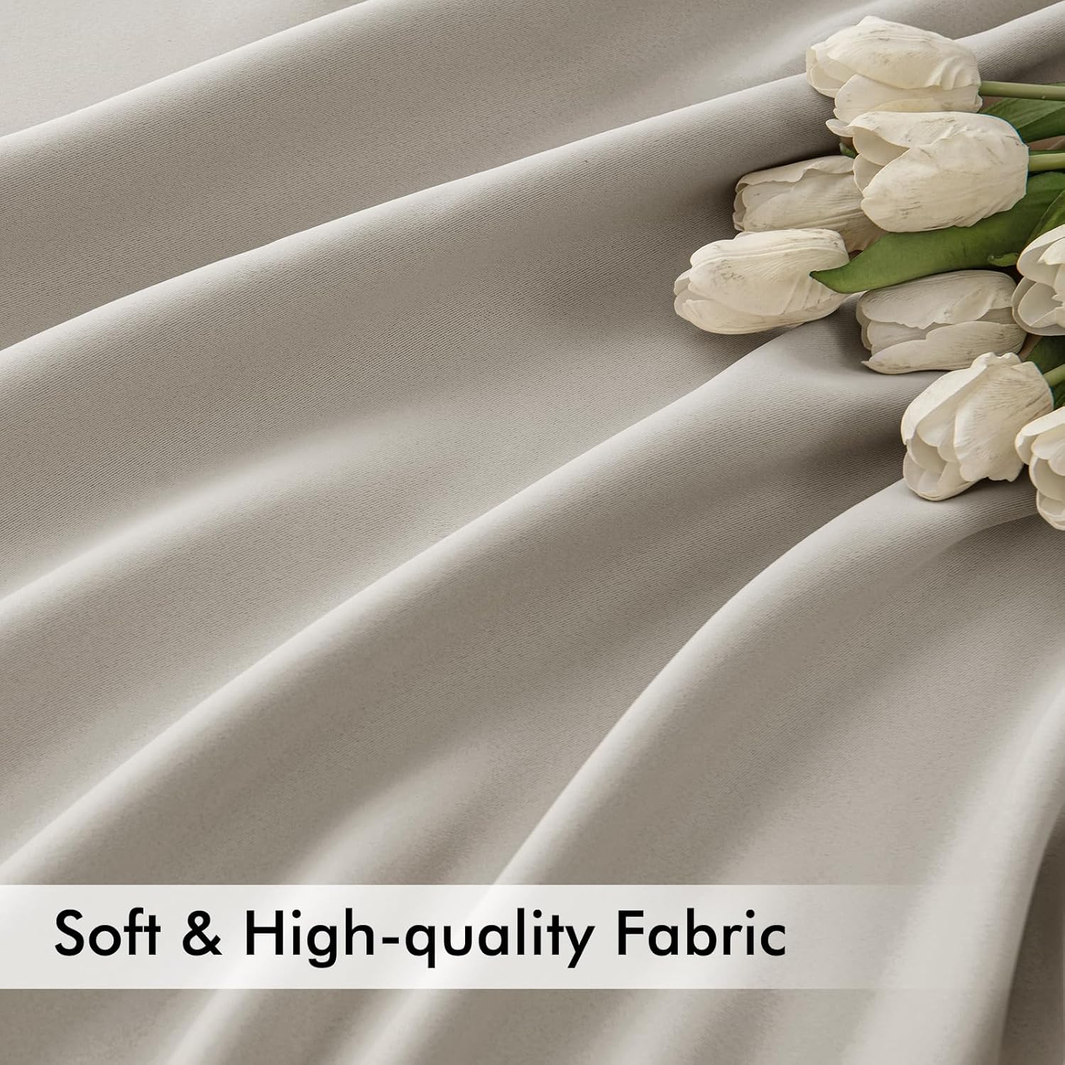 MIULEE Natural Back Tab Blackout Curtains 108 Inch Long 2 Panels Set for Bedroom, Rod Pocket/Pinch