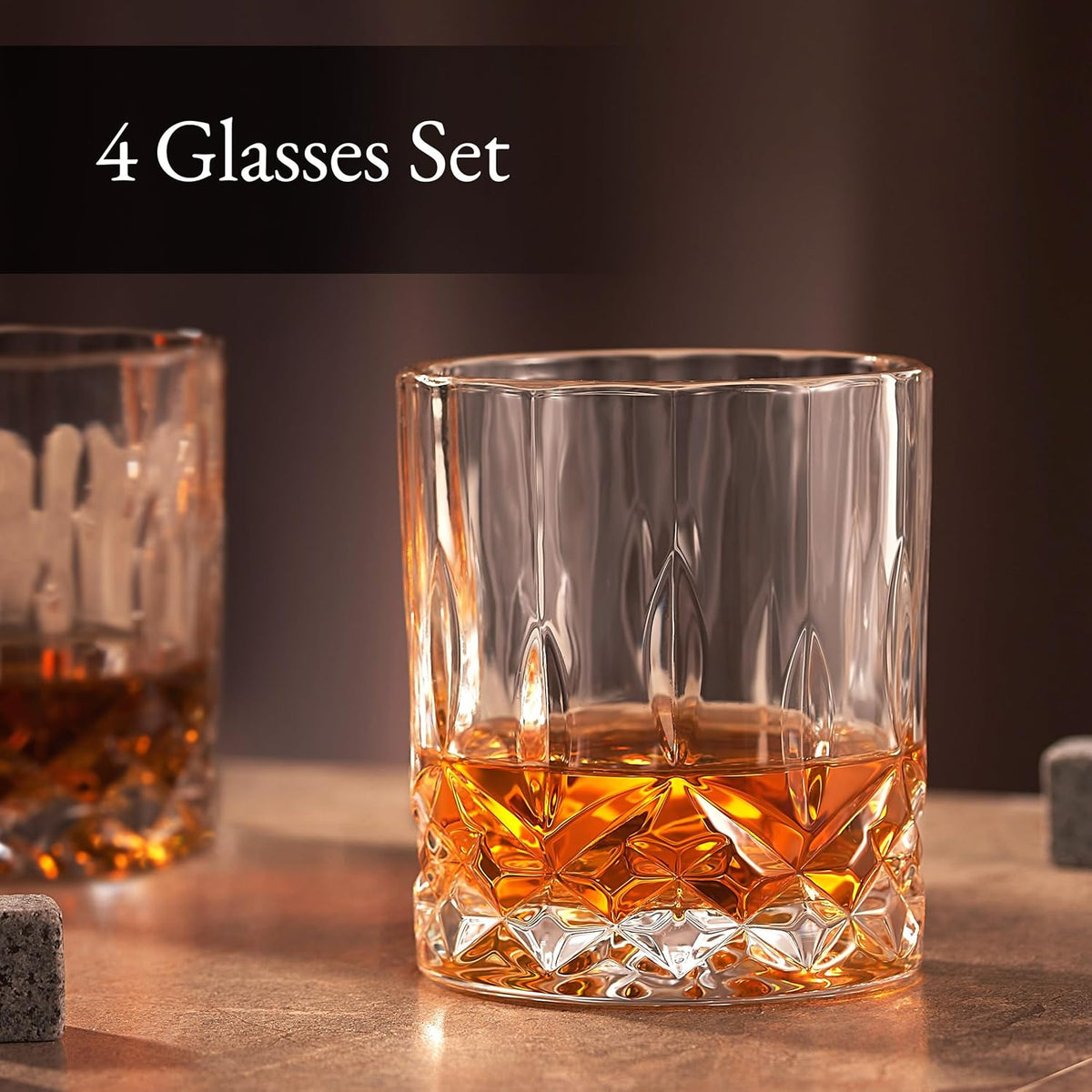 Luxury Gift For Men – Whiskey Decanter Set For Beloved Husband Or Dad Birthday Gift – 4 Whiskey