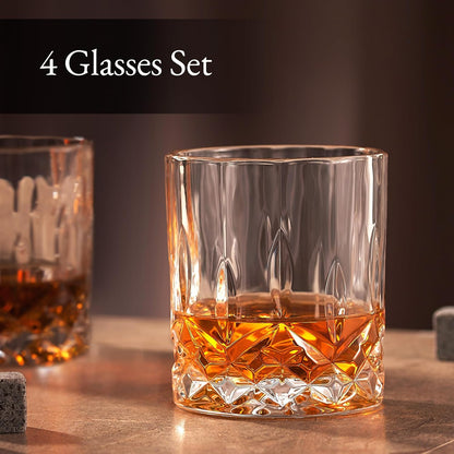 Luxury Gift For Men – Whiskey Decanter Set For Beloved Husband Or Dad Birthday Gift – 4 Whiskey