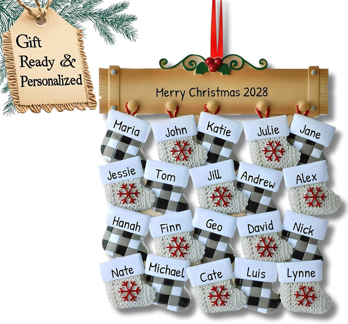 3D Stockings Family of 20 Ornament 2025 Personalized Family Christmas Ornaments 2025 | Holiday