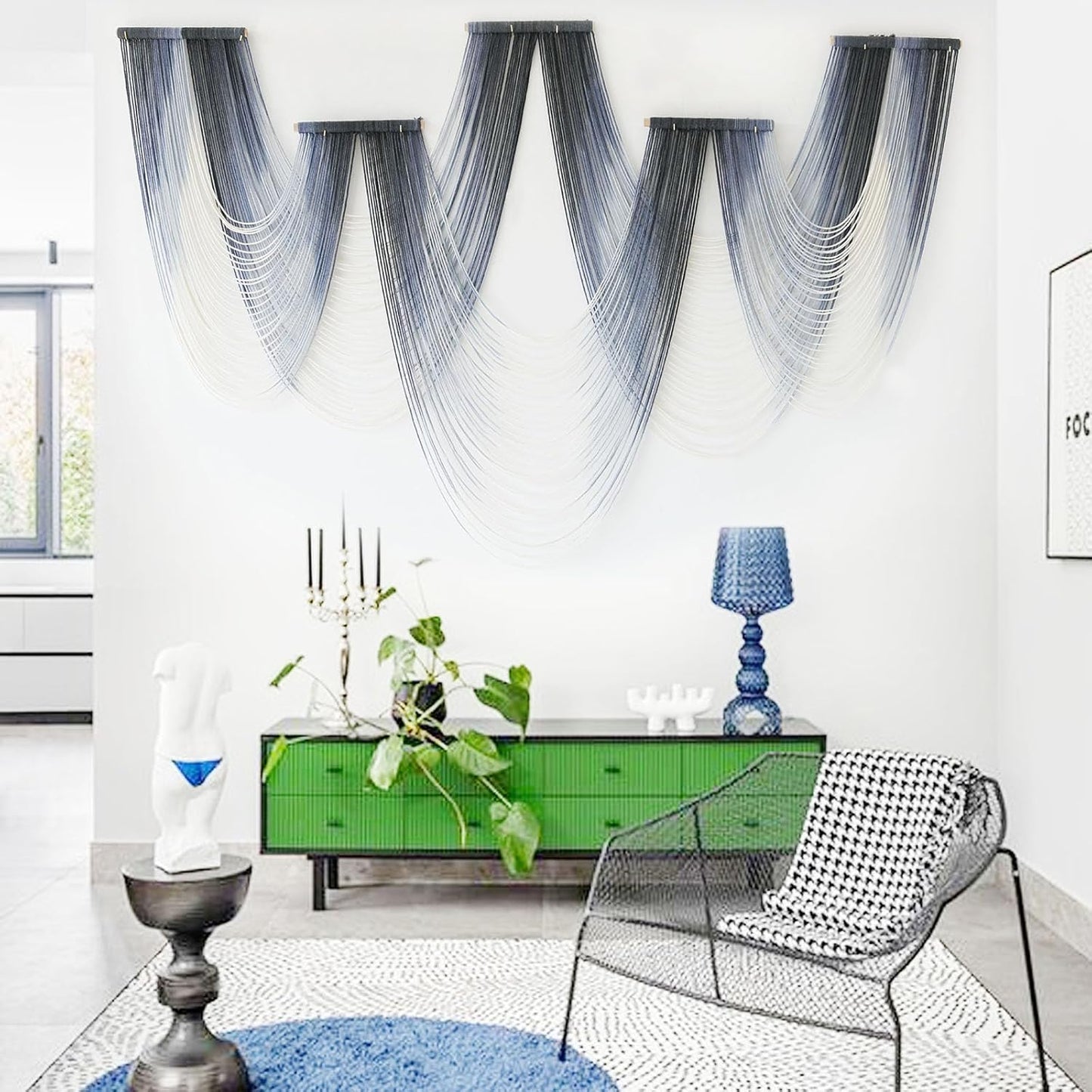 IOWER Large Macrame Wall Hanging Decor Dip-Dyed Macrame Wall Decor Wall Art Craftsmanship Fiber Art