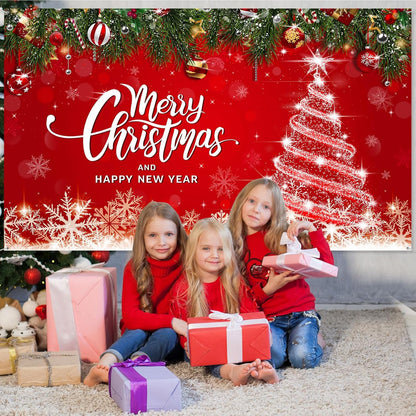 Irenare Christmas Backdrop Merry Christmas Banner Party Decoration Xmas Photography Background