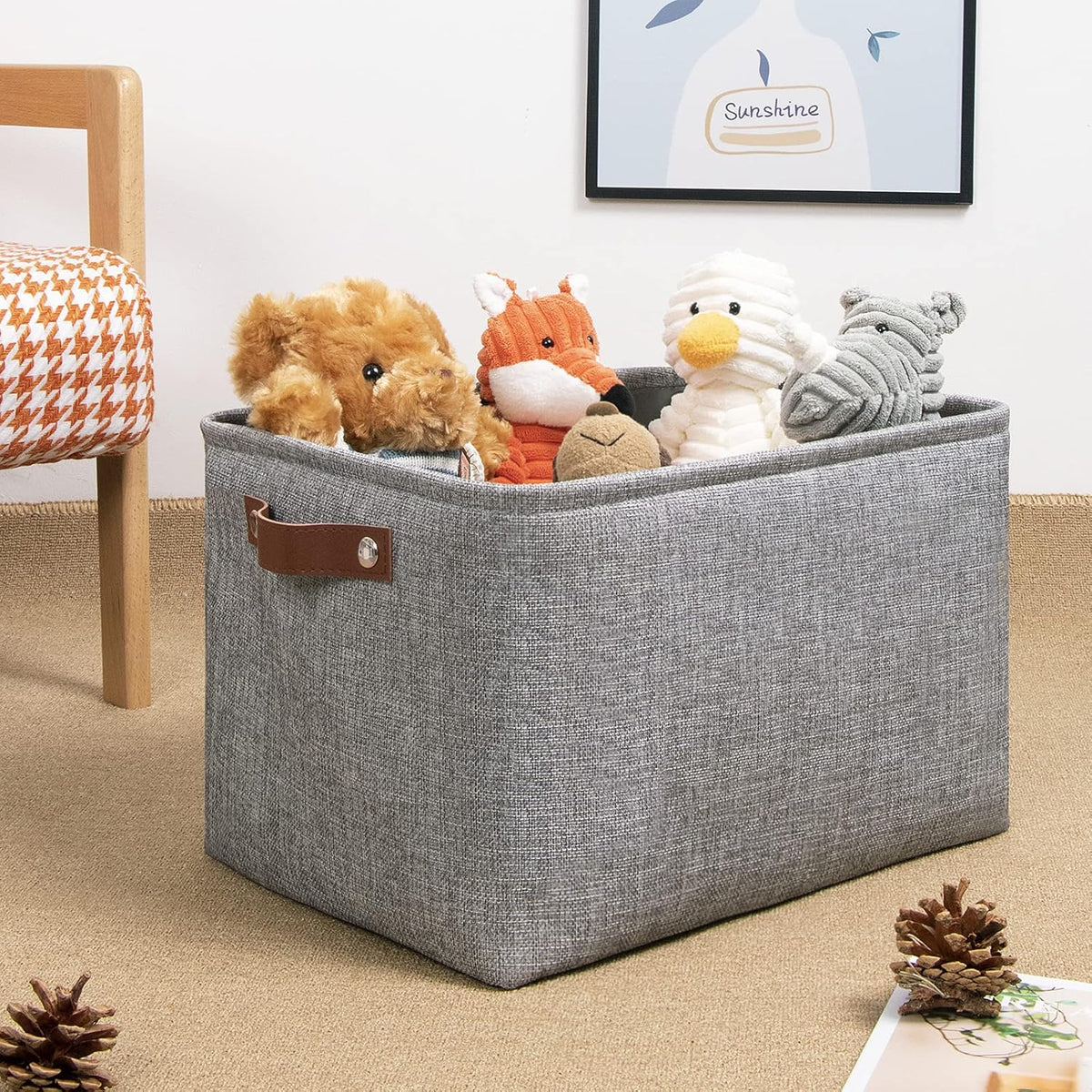DULLEMELO Medium Storage Baskets for Organizing, Rectangular Fabric Storage Bins Collapsible
