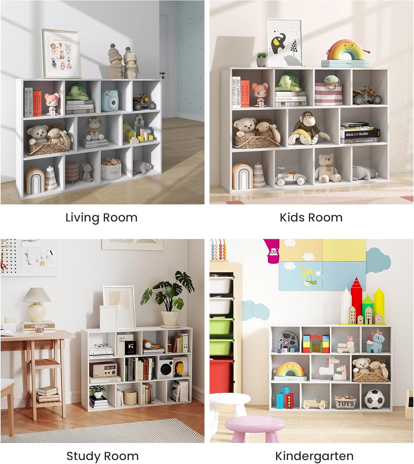 11 Cube White Kids Toy Storage Organizer & Bookshelf – Toy and Book Storage for Kids, Baby