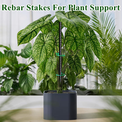 Rebar Stakes 16 Inch 20 Pack Heavy Duty Ground Anchors with Chisel Point End Long Straight Steel