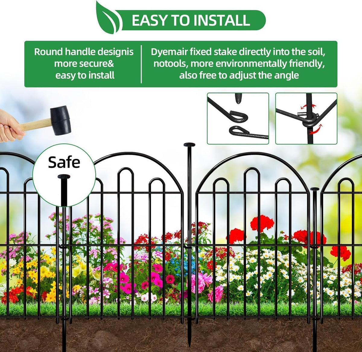 32 Pack Decorative Garden Fence, 26in x 34.6ft Arched No Dig Animal Barrier Fence for Dog Rabbit