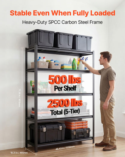 VEVOR Storage Shelves, 5-Tier Adjustable, 2500 lbs Capacity, Heavy Duty Garage Storage Shelving