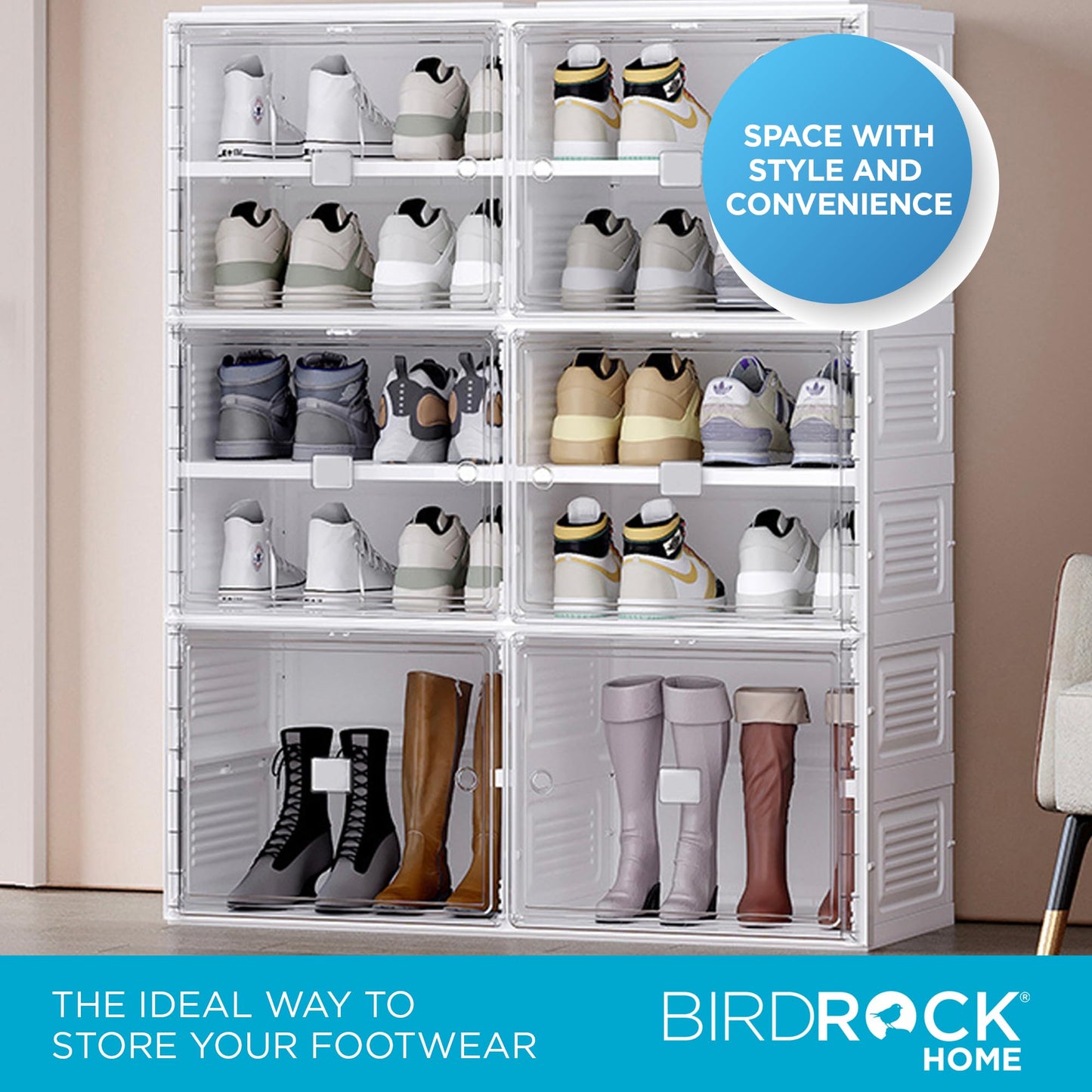 BIRDROCK HOME Shoe Rack Organizer for Closet Floor | 5 Tiers Foldable Freestanding Storage Cabinet