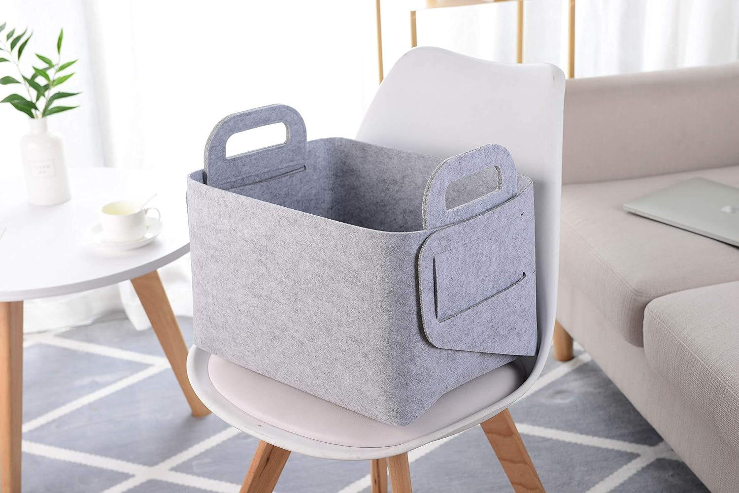Minoisome Storage Basket Felt Storage Bin Collapsible& Convenient Box Organizer with Carry Handles