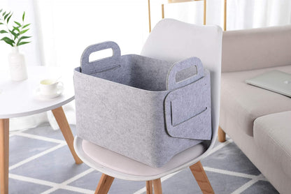Minoisome Storage Basket Felt Storage Bin Collapsible& Convenient Box Organizer with Carry Handles