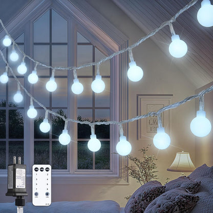 JMEXSUSS 100ft Globe String Lights Indoor Outdoor Waterproof, 200 LED White Christmas Fairy Lights