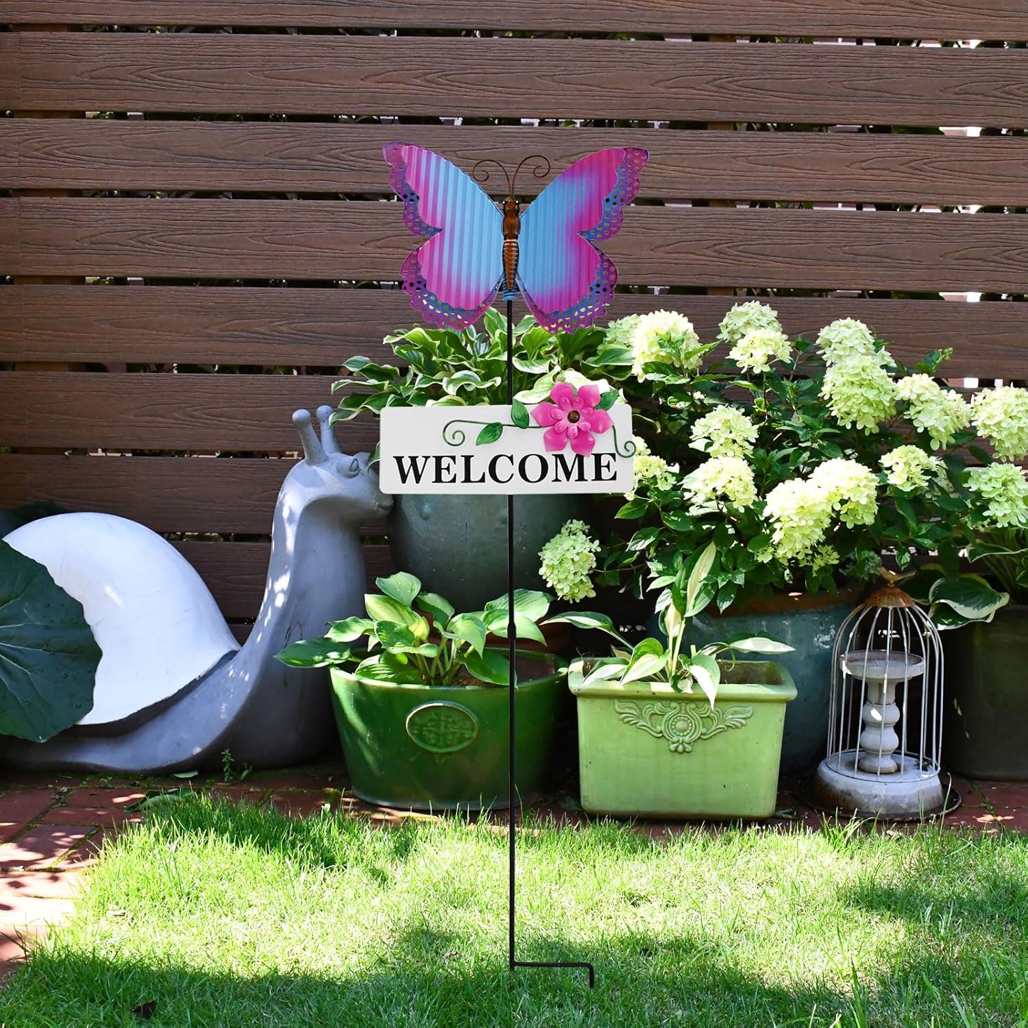 Veclotch Metal Butterfly Garden Stake,Rustic Butterfly Decorative Yard Stakes Metal Yard Art