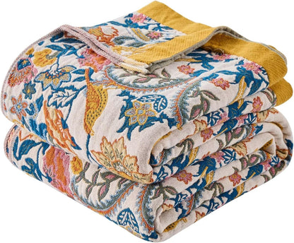 Boho Throw Blanket Reversible Cotton Bohemian Tapestry,100% Cotton Throw Blanket for