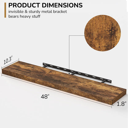 Floating Shelves - 10.23 Inch Deep Wall Shelf for Decor & Storage - Wall Mounted Display Shelving