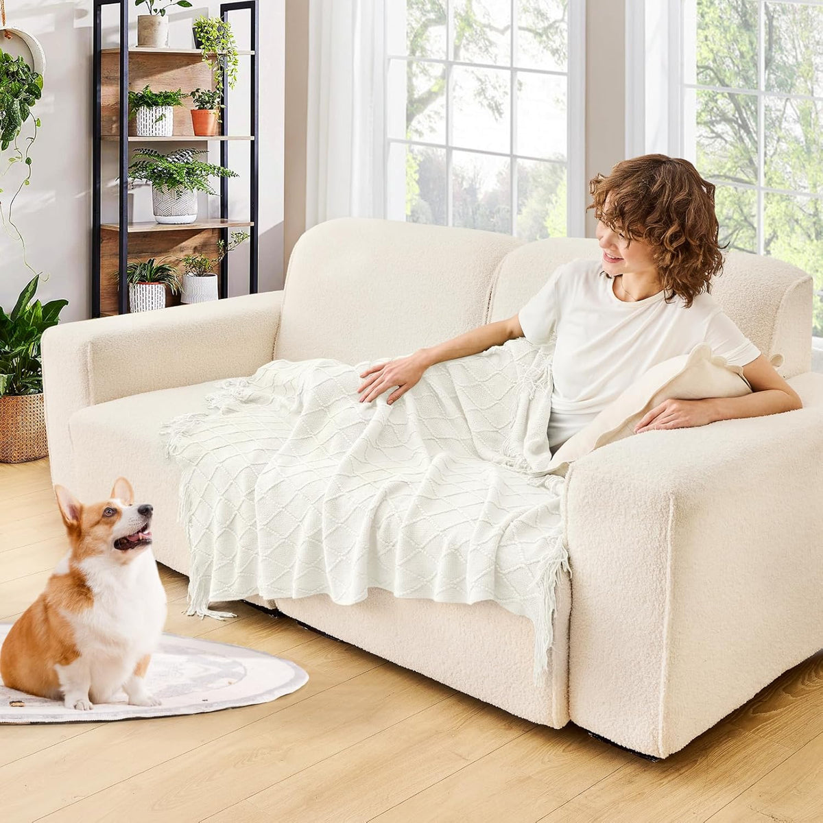inhand Knitted Throw Blanket for Couch and Bed, Soft Living Room Home Decor Knitted Blanket with